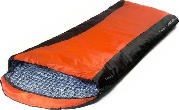 Спальный мешок Campus Cougar 250 Grand R-zip (правая молния, оранжевый/черный)