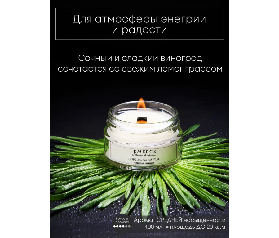 Набор из 3х ароматических свечей Emerge Малина, лайм, табак, бергамот, виноград aromacandle31
