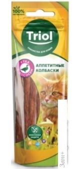 Лакомство для кошек Triol Колбаски из утки с лососем (40 г)