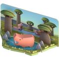 Магнитный конструктор Halftoys Animal Бегемот с диорамой HA005