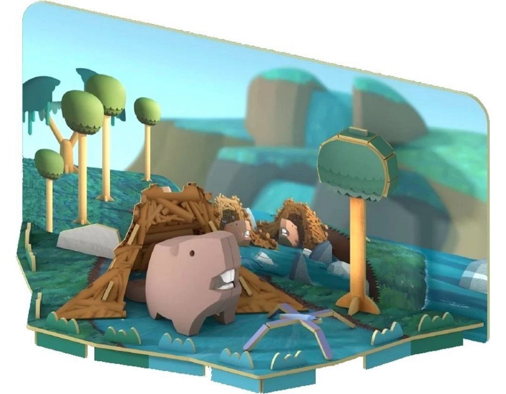 Магнитный конструктор Halftoys Animal Бобр с диорамой HA011