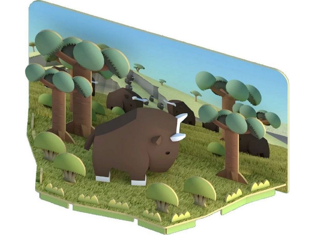 Магнитный конструктор Halftoys Animal Гну с диорамой HA003