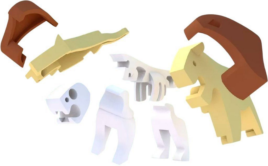 Магнитный конструктор Halftoys Animal Лев с диорамой HA001