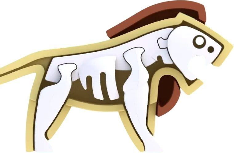 Магнитный конструктор Halftoys Animal Лев с диорамой HA001
