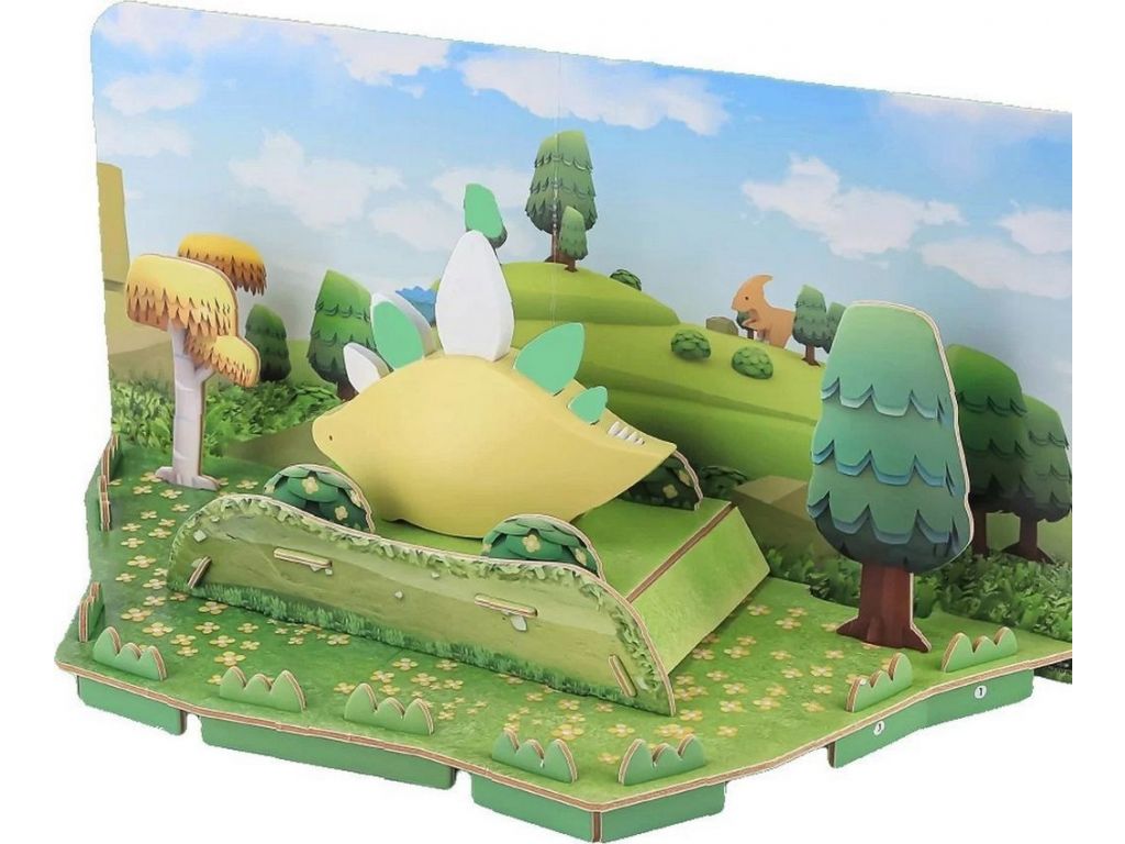 Магнитный конструктор Halftoys Dino Стего с диорамой HD005