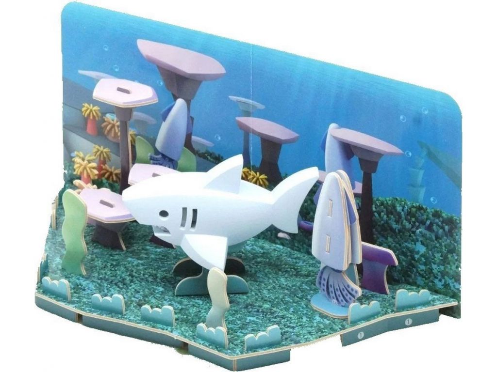 Магнитный конструктор Halftoys Ocean Белая акула с диорамой HO006