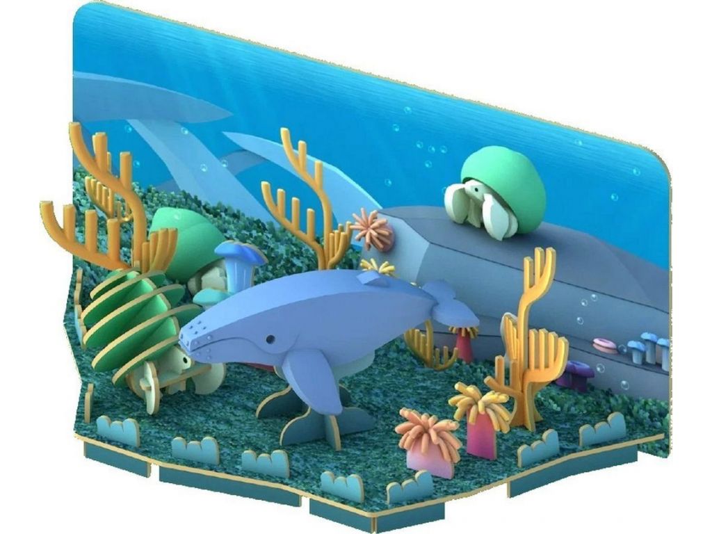 Магнитный конструктор Halftoys Ocean Горбатый кит с диорамой HO004