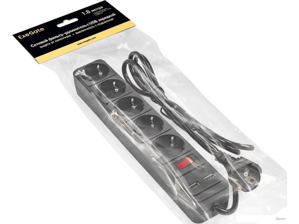 Сетевой фильтр ExeGate SP-5-USB-1.8B