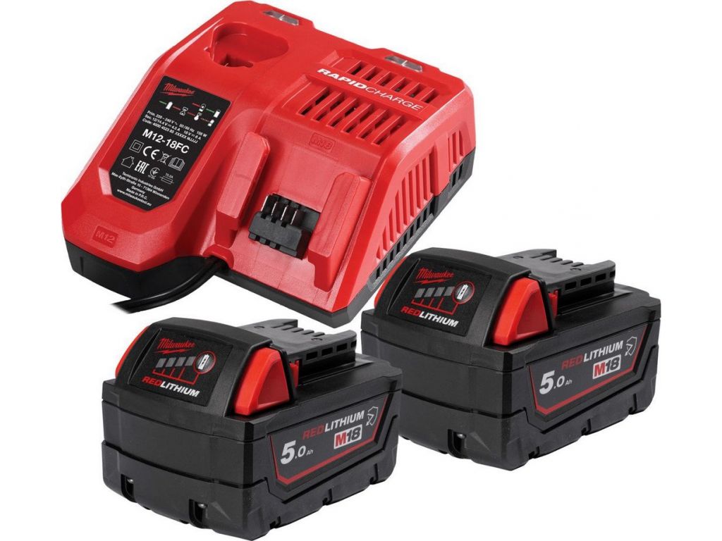 Аккумулятор с зарядным устройством Milwaukee M18 M18NRGCR-502 4932479831 (2 x 18В/5 Ач + 12-18В)