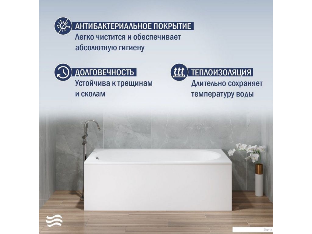 Ванна Lauter Haven 170x75 21202007 (с ножками, лицевым и торцевым экраном)