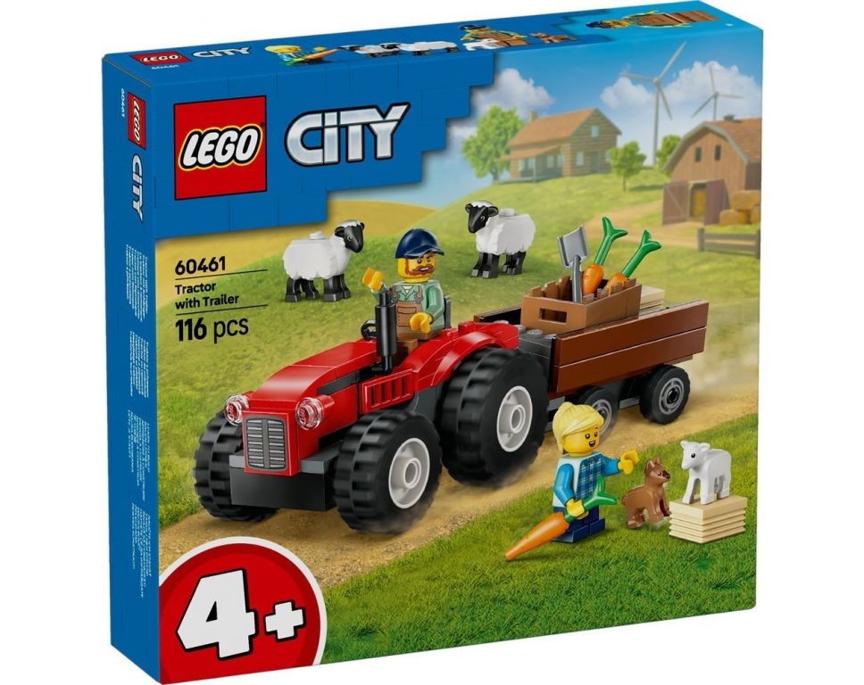 Конструктор LEGO City 60461 Красный фермерский трактор с прицепом и овцами