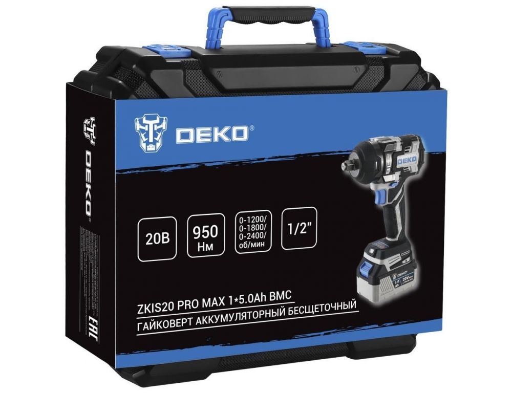 Гайковерт Deko ZKIS20 Pro Max 083-1089 (с 1-им АКБ, кейс)