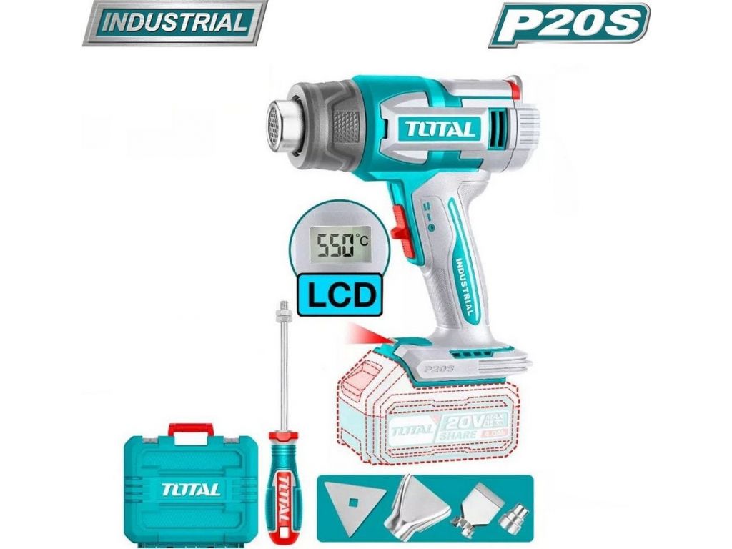 Total TOSLI240863 (гайковерт, шлифмашина, фен, 2 АКБ, сумка)
