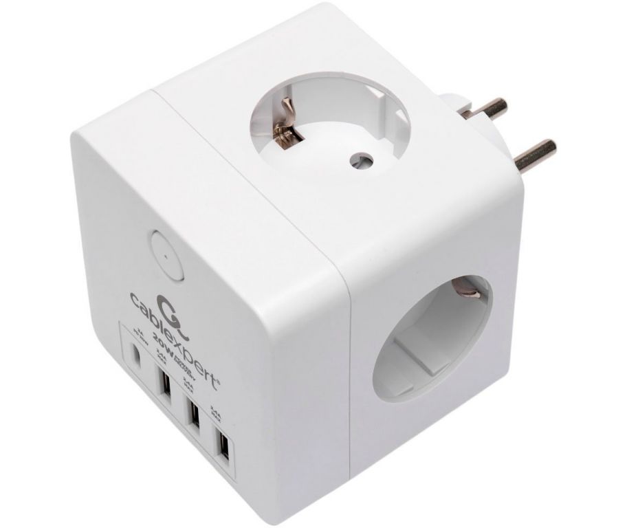 Сетевой фильтр Cablexpert CUBE-4-СU3-W
