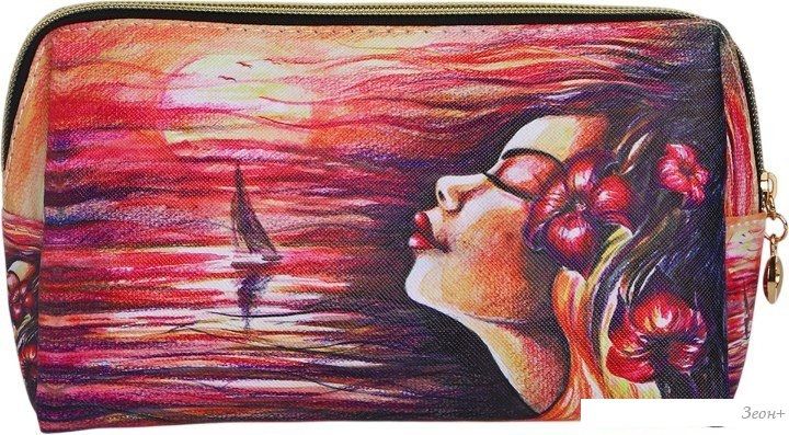 Косметичка Sima-Land Море и девушка. На молнии 9643533 (розовый/разноцветный)