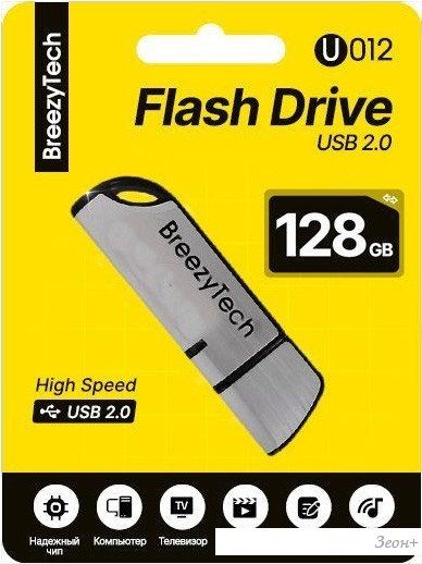 USB Flash BreezyTech U012 128GB (серебристый/черный)