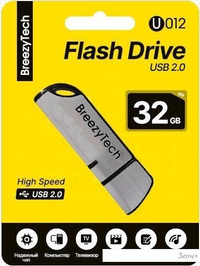 USB Flash BreezyTech U012 32GB (серебристый/черный)