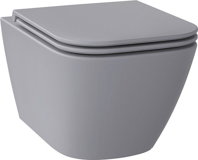 Унитаз подвесной Wellsee Pure BY Wellsee RimFree 182605001 (чаша, пневмокрышка, матовый серый)