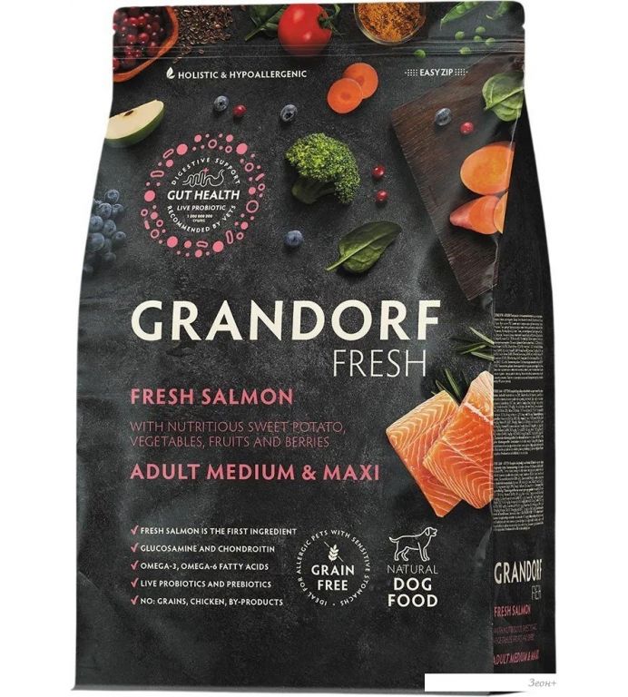 Сухой корм для собак Grandorf Adult Medium&Maxi Breeds Fresh Salmon&Sweet Potato 10 кг