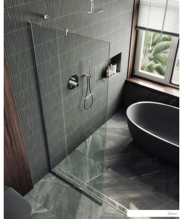 Душевая стенка MaybahGlass 195x89 MGD-689-5у (прозрачное стекло/хром матовый)