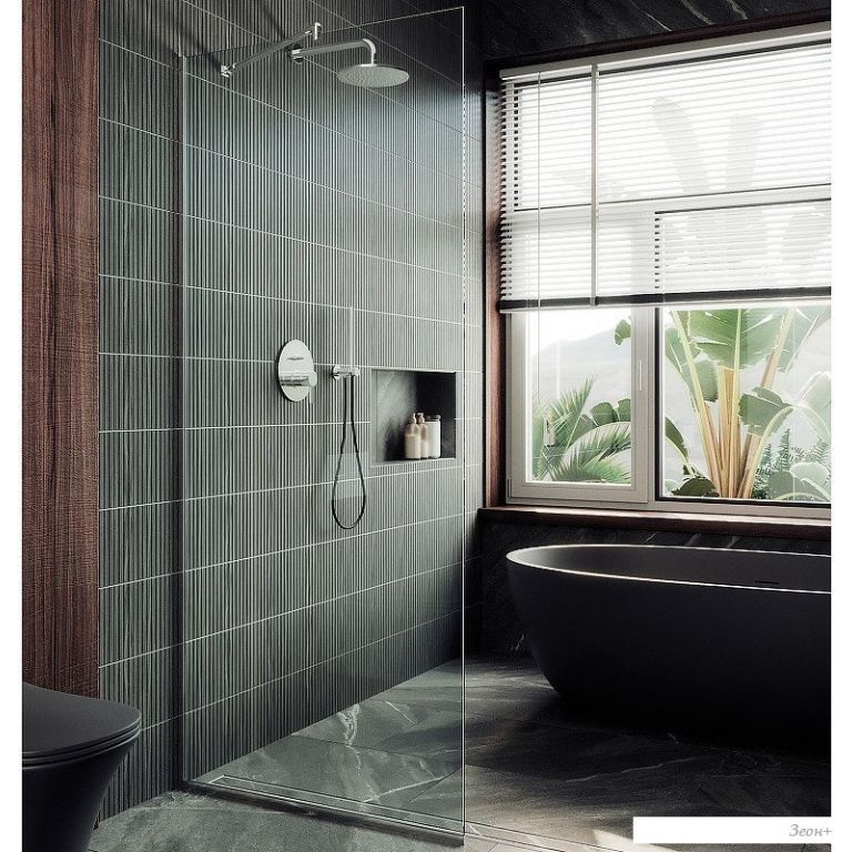 Душевая стенка MaybahGlass 195x89 MGD-689-5у (прозрачное стекло/хром матовый)