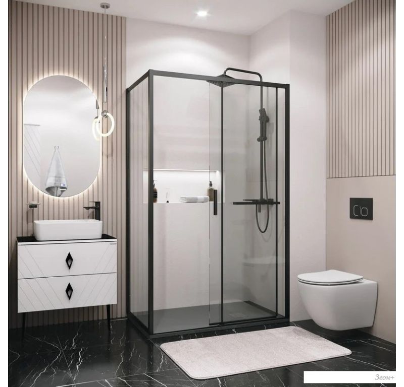 Душевая стенка Grossman Style 80x195 200.K33.05.80.21.00 (черный матовый, стекло прозрачное)
