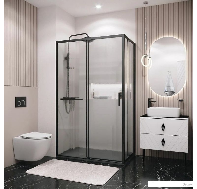 Душевой уголок Grossman Style 130x80x195 120.K33.05.1380.21.02 (черный матовый/стекло шиншилла)