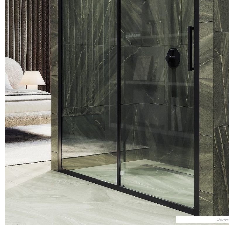 Душевая дверь MaybahGlass 195x150 MGD-1277-6 (бесцветный/черный)