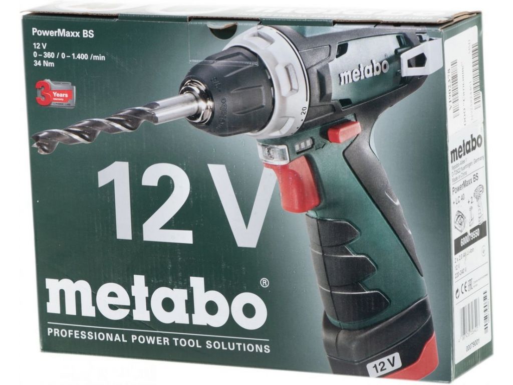 Дрель-шуруповерт Metabo PowerMaxx BS 600079550 (с 2-мя АКБ и сумкой)