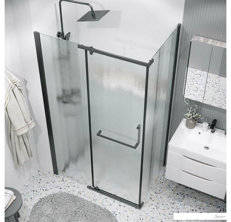 Душевая стенка Grossman Pragma 90x195 200.K33.03.90.21.02 (черный матовый/стекло шиншилла)