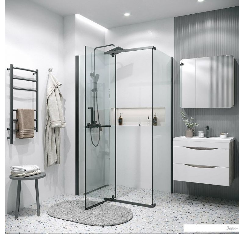 Душевая стенка Grossman Pragma 90x195 200.K33.03.90.21.00 (черный матовый,стекло прозрачное)