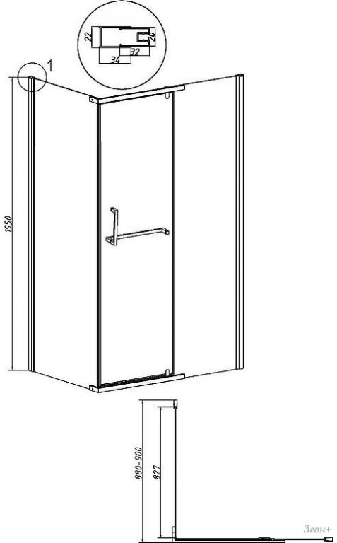 Душевая стенка Grossman Pragma 90x195 200.K33.03.90.21.00 (черный матовый,стекло прозрачное)
