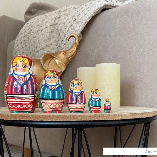 Развивающая игра Брестская Матрешка В белорусском традиционном платье с орнаментом (набор 5 шт)