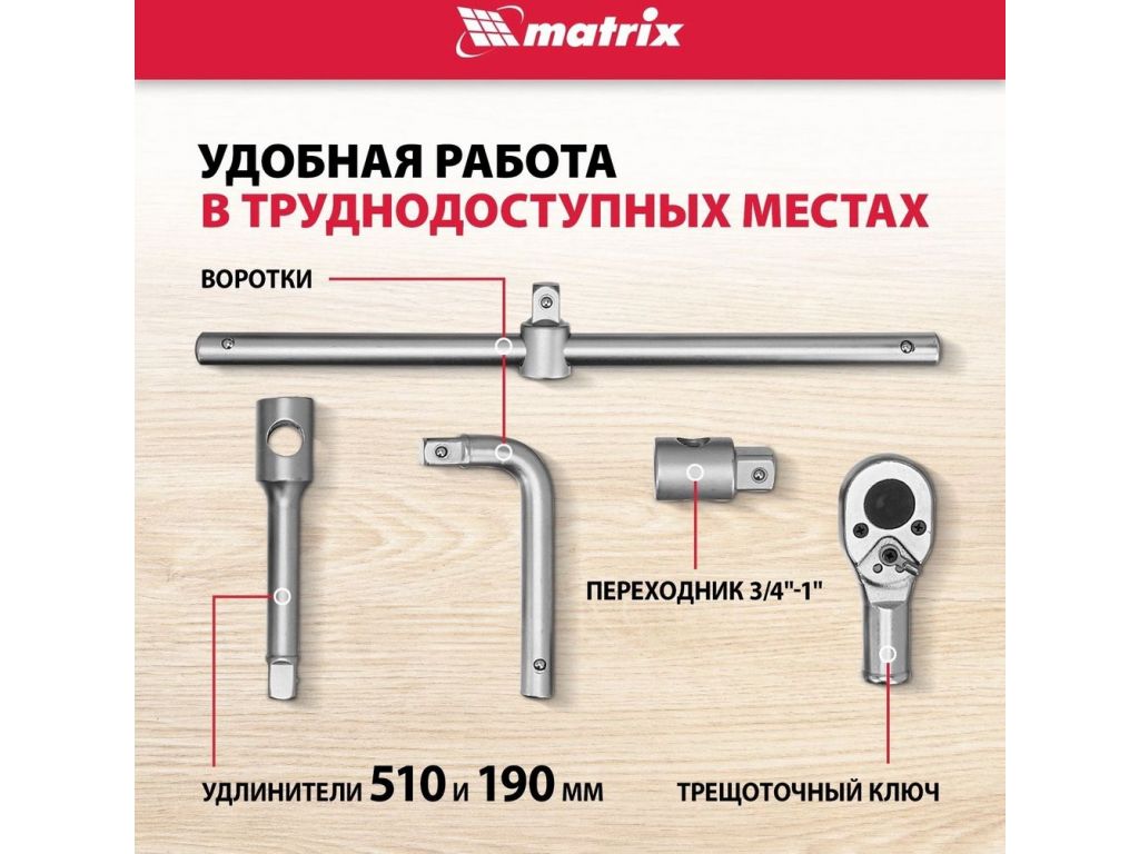 Универсальный набор инструментов Matrix 13539 (26 предметов)