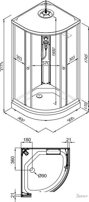 Душевая кабина Triton Вельвет A 90x90