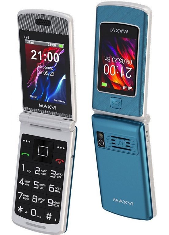 Телефон Maxvi E28 (голубой)