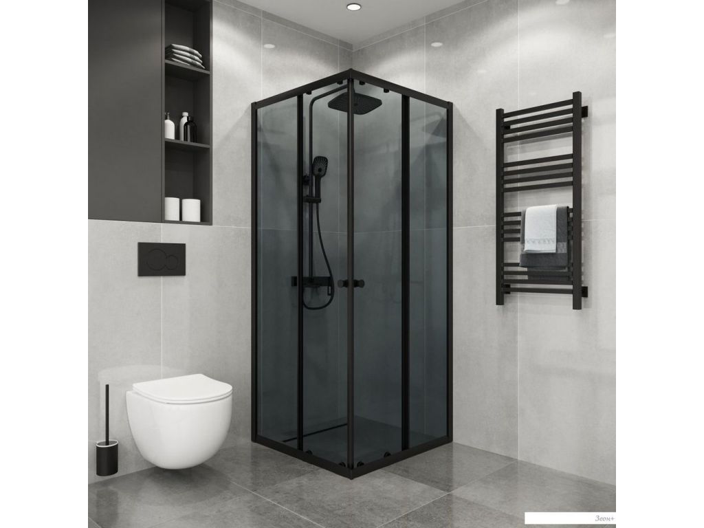 Душевой уголок Niagara Eco NG-1010-14QT 100x100x190 (черный/стекло тонированное)