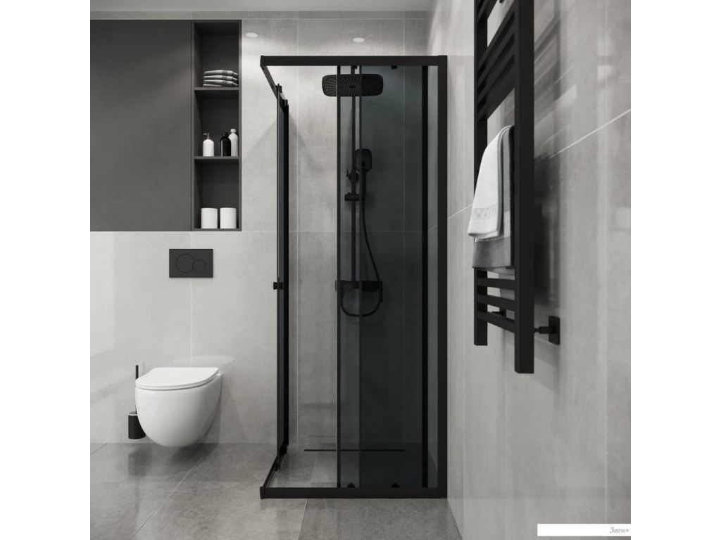 Душевой уголок Niagara Eco NG-1010-14QT 100x100x190 (черный/стекло тонированное)