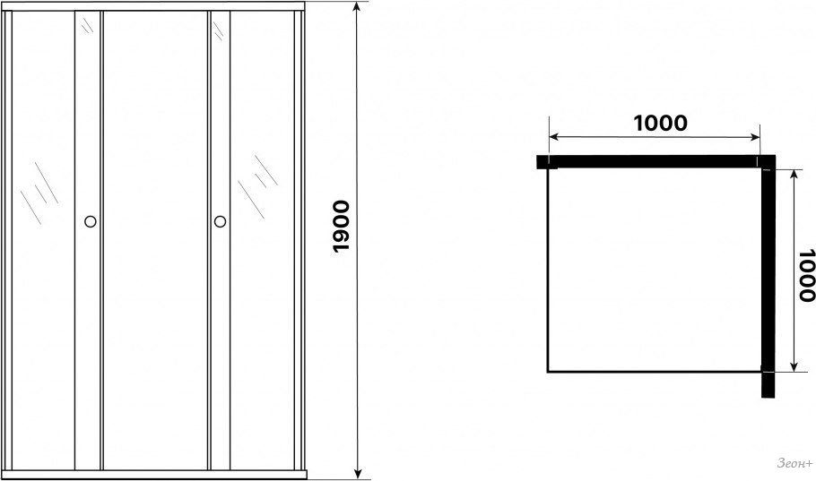 Душевой уголок Niagara Eco NG-1010-14QT 100x100x190 (черный/стекло тонированное)