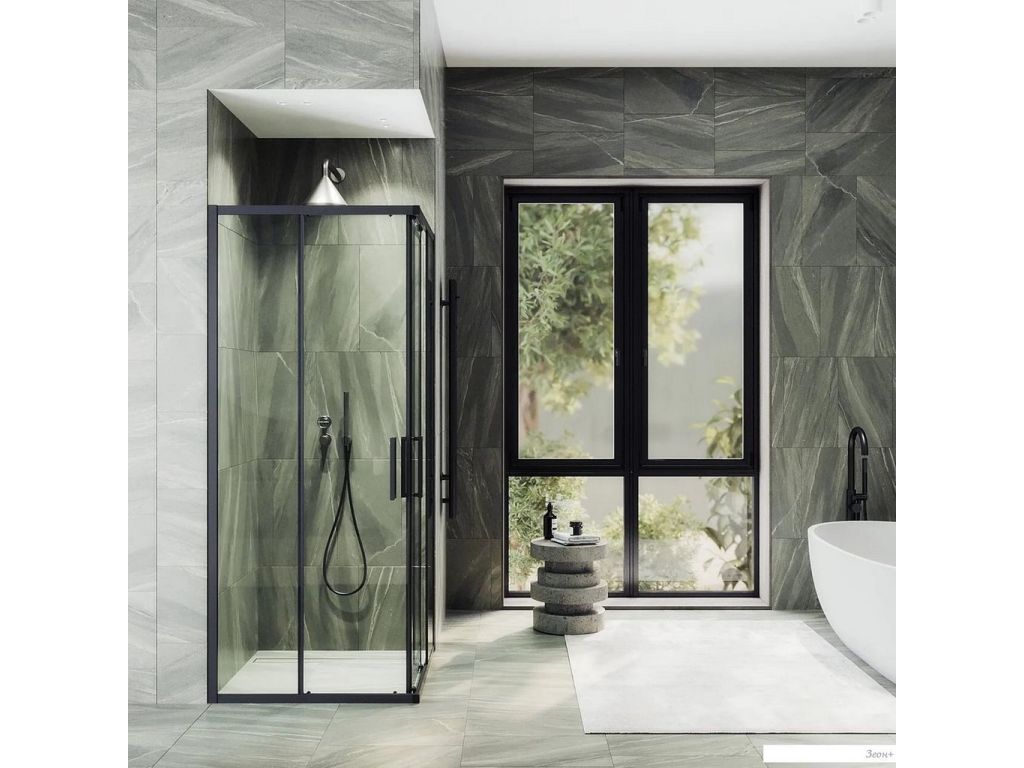 Душевой уголок MaybahGlass MGY-1323-6 (бесцветное стекло/черный)