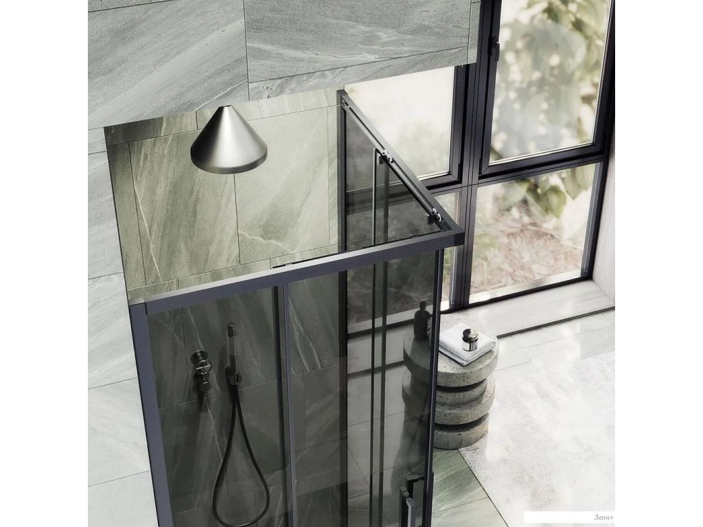 Душевой уголок MaybahGlass MGY-1328-6 (графит стекло/черный)
