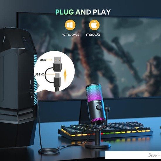Проводной микрофон Maono DM30 RGB (черный)