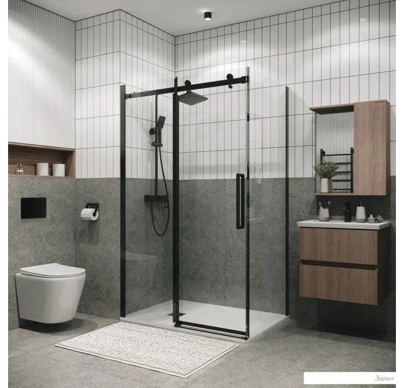 Душевая стенка Grossman Classic 100х195 200.K33.04.100.21.00 (черный матовый/стекло прозрачное)