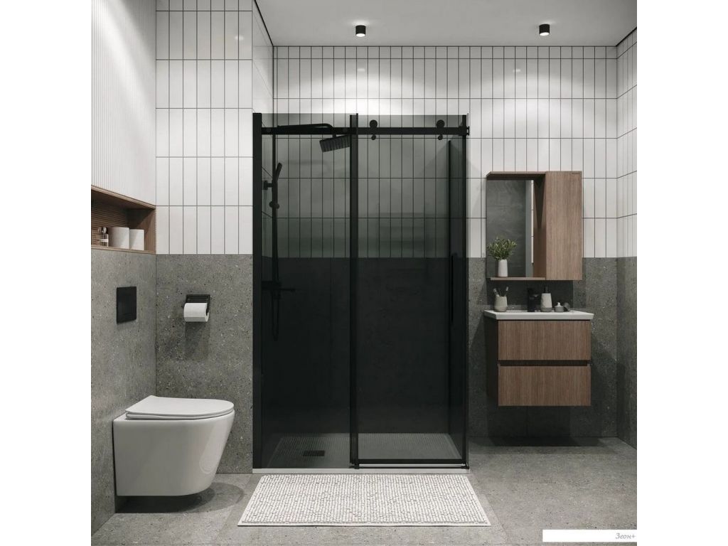 Душевая стенка Grossman Classic 90x195 200.K33.04.90.21.10 (черный матовый/стекло тонированное)