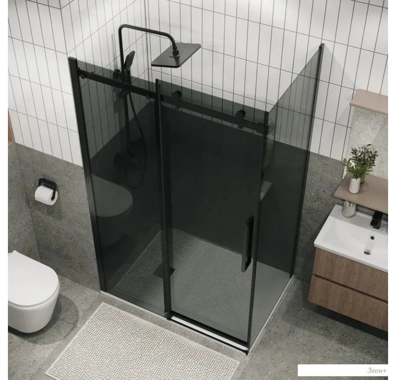 Душевая стенка Grossman Classic 90x195 200.K33.04.90.21.10 (черный матовый/стекло тонированное)