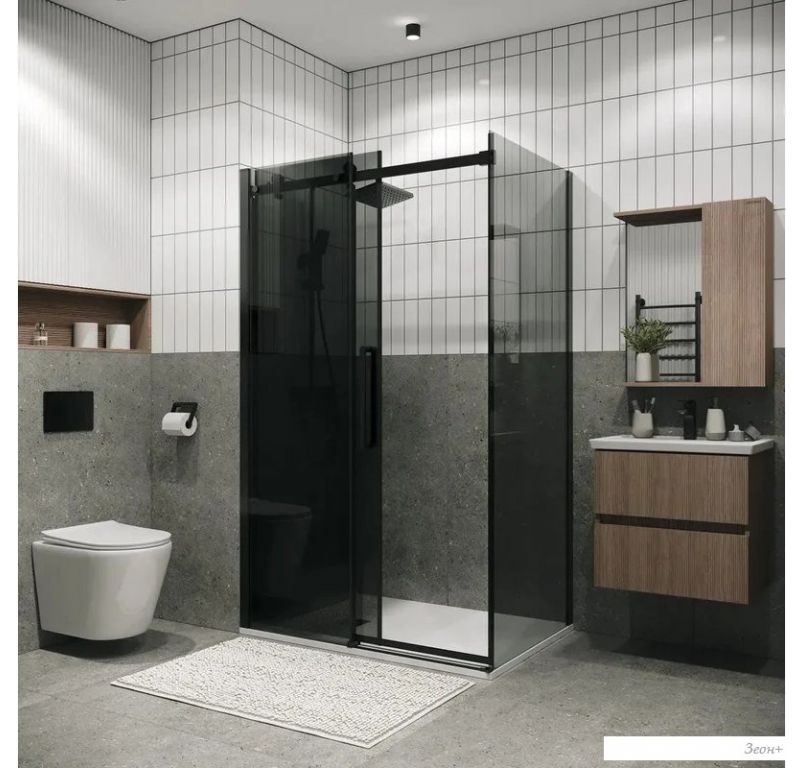 Душевая стенка Grossman Classic 90x195 200.K33.04.90.21.10 (черный матовый/стекло тонированное)