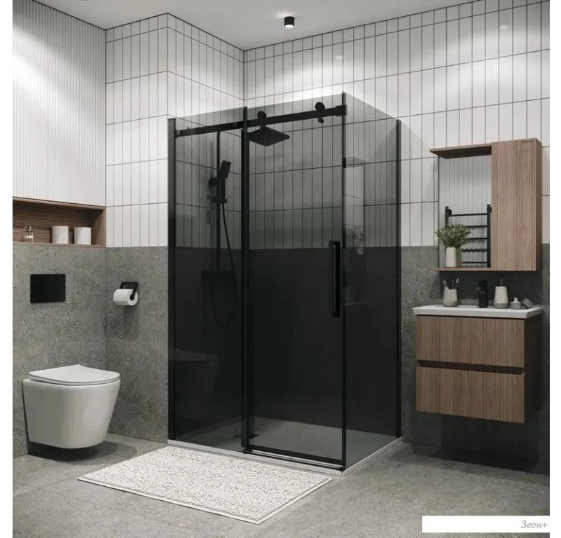 Душевая стенка Grossman Classic 90x195 200.K33.04.90.21.10 (черный матовый/стекло тонированное)
