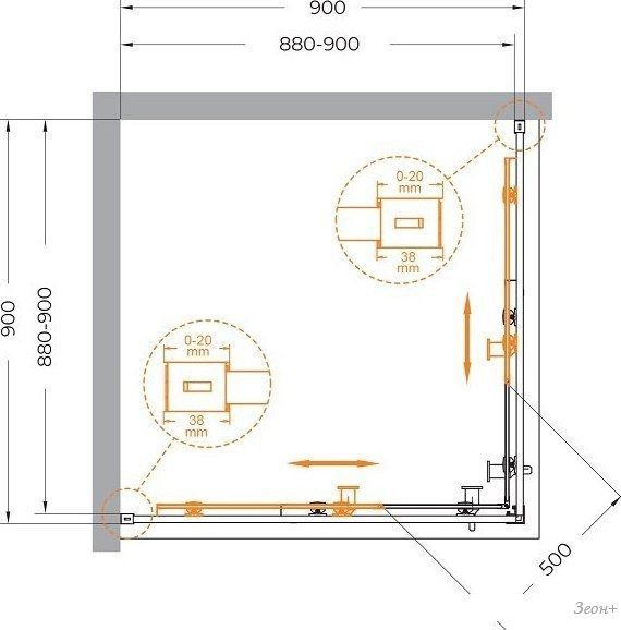 Душевой уголок Cezares RELAX-304-A-2-90-C-BORO (брашированное золото)
