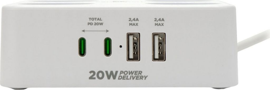 Сетевой фильтр Cablexpert PLT-4-C2U2-W-3