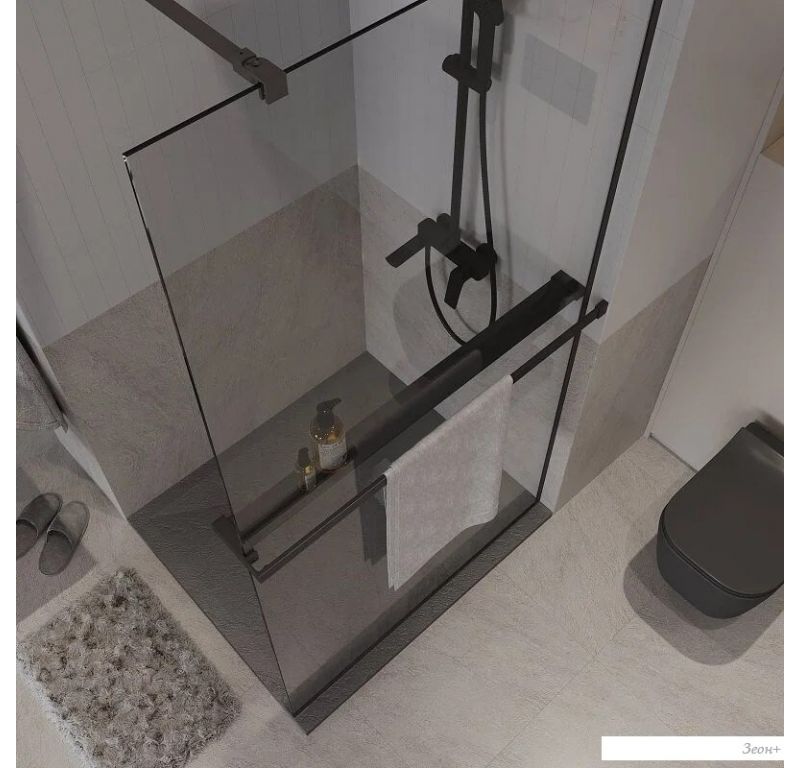 Душевая стенка Niagara NG-670-10ВLACK 100x195 (черный матовый/прозрачное стекло)